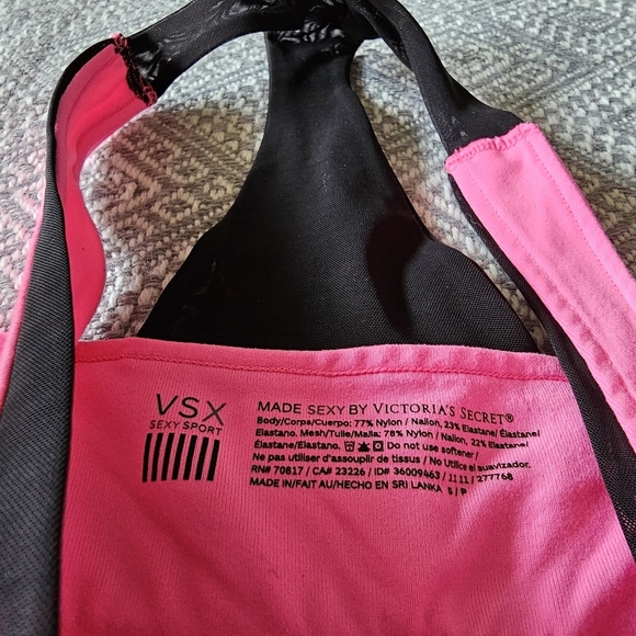 VSX Victoria Secret Racerback Tank Pink and Black W/ Built-in Sports Bra - Small - Picture 9 of 16